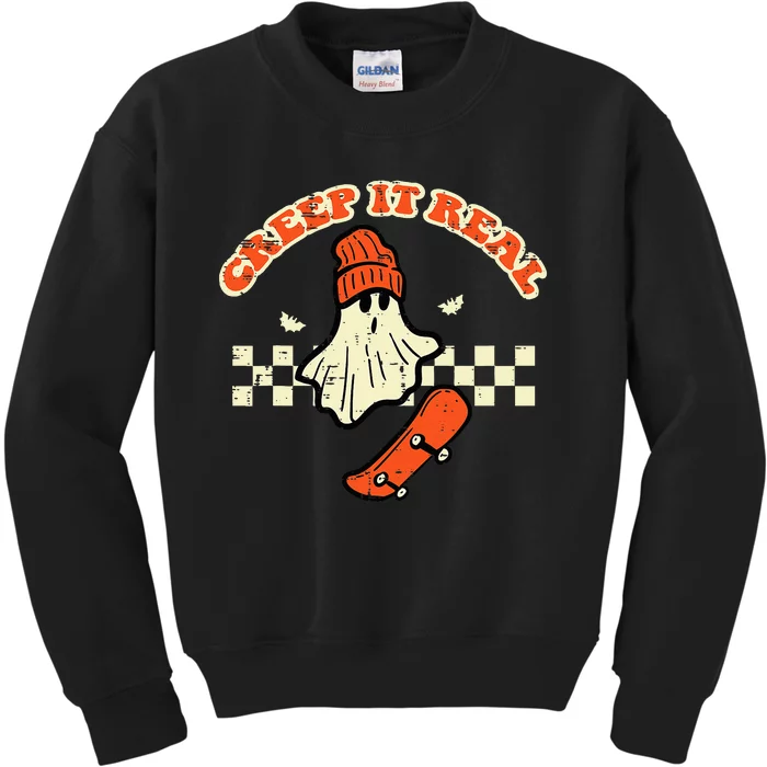 Halloween Creep It Real Ghost Skater Costume Kids Sweatshirt