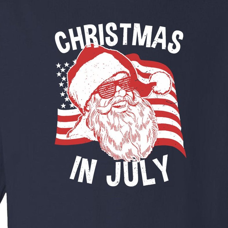Happy Christmas In July Retro Hipster Santa 4th Of July Toddler Long Sleeve Shirt