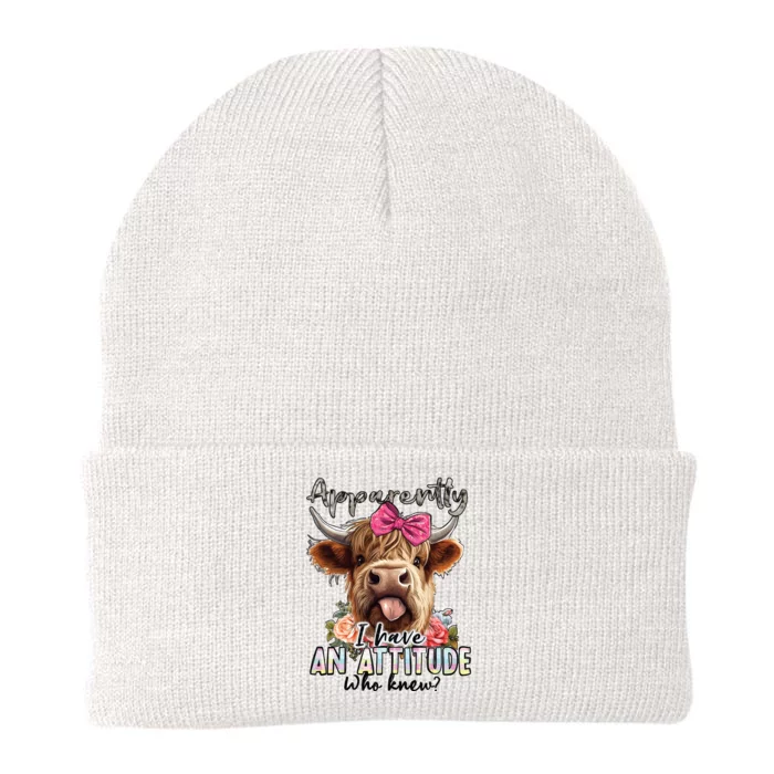 Highland Cow I Have An Attitude Who New Knit Cap Winter Beanie