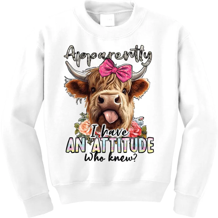 Highland Cow I Have An Attitude Who New Kids Sweatshirt