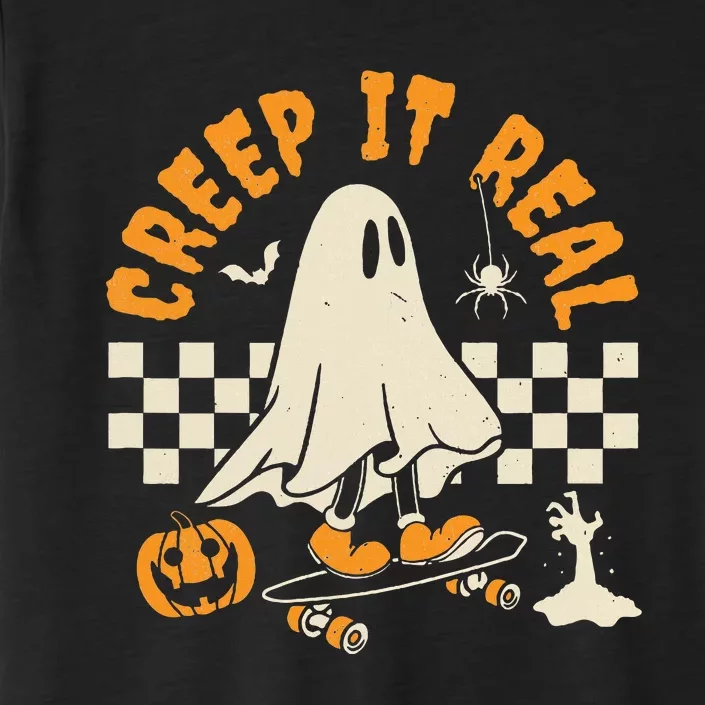 Halloween Creep It Real Ghost Skateboard ChromaSoft Performance T-Shirt