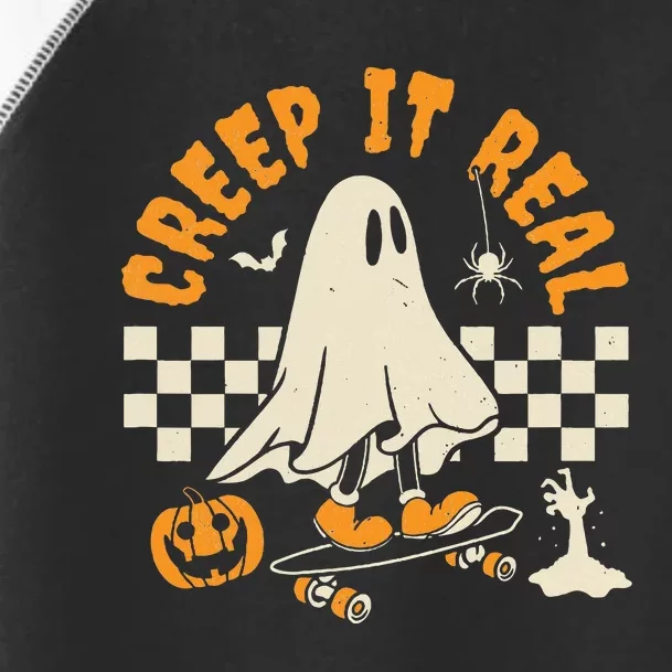 Halloween Creep It Real Ghost Skateboard Toddler Fine Jersey T-Shirt