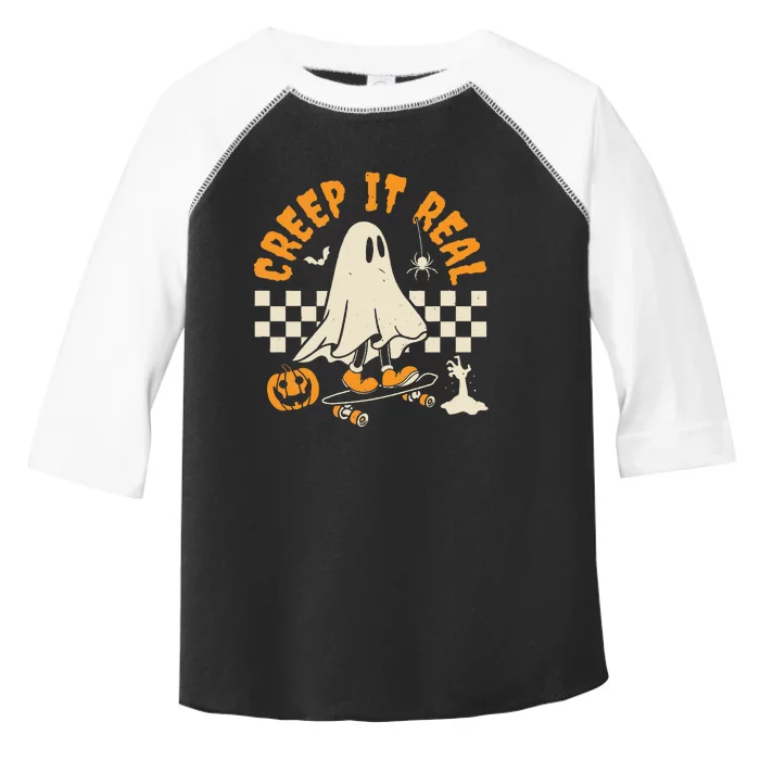 Halloween Creep It Real Ghost Skateboard Toddler Fine Jersey T-Shirt