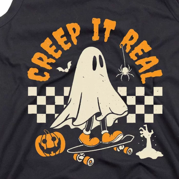 Halloween Creep It Real Ghost Skateboard Tank Top