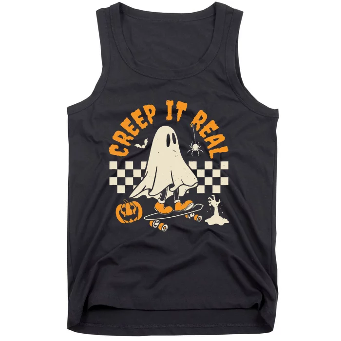 Halloween Creep It Real Ghost Skateboard Tank Top