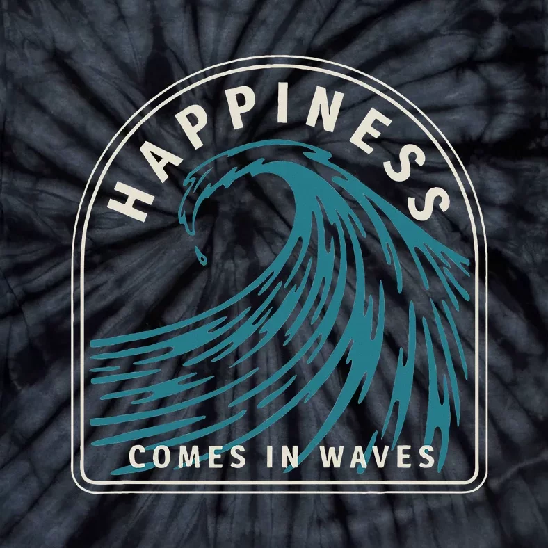 Happiness Comes In Waves Retro Summer Surfer Tie-Dye T-Shirt