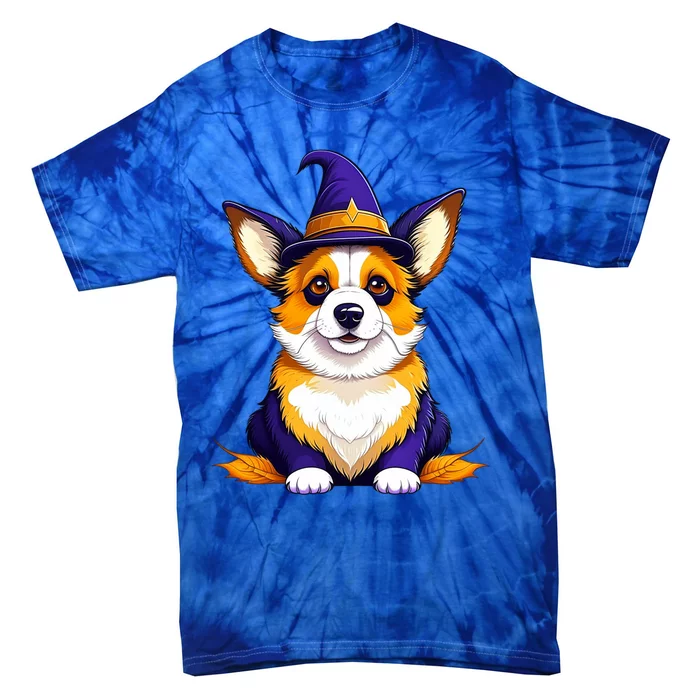 Halloween Corgi In A Witch Hat Cute Dog Lover Halloween Funny Gift Tie-Dye T-Shirt