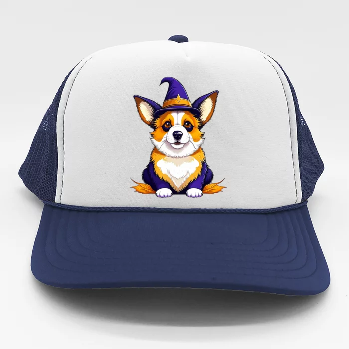 Halloween Corgi In A Witch Hat Cute Dog Lover Halloween Funny Gift Trucker Hat