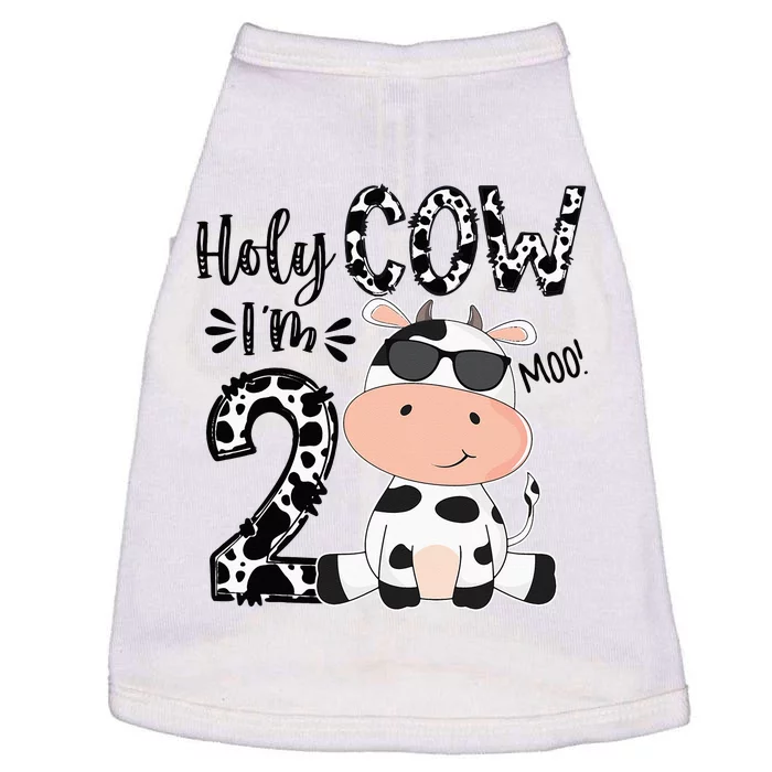 Holy Cow Im 2 Birthday Boy 2nd Cow Farm Animals Bday Doggie Tank