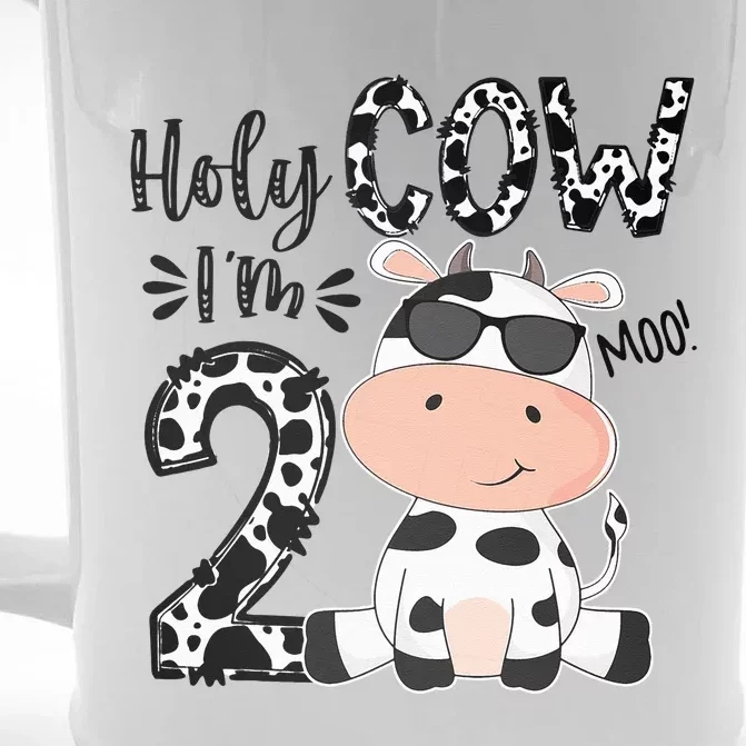 Holy Cow Im 2 Birthday Boy 2nd Cow Farm Animals Bday Front & Back Beer Stein