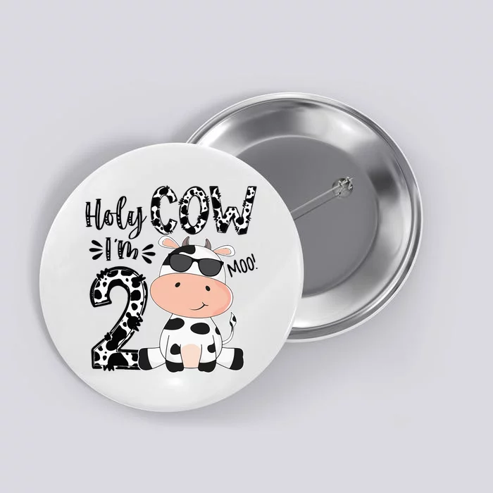 Holy Cow Im 2 Birthday Boy 2nd Cow Farm Animals Bday Button