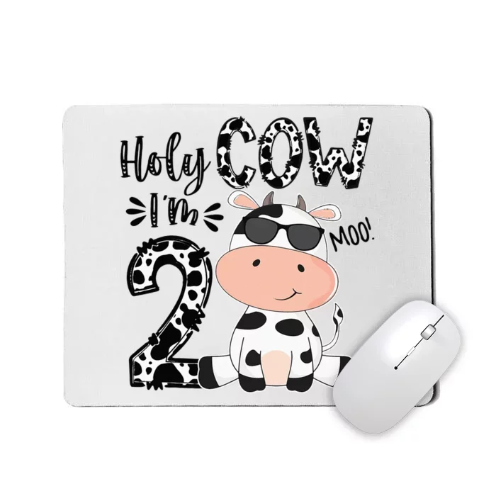 Holy Cow Im 2 Birthday Boy 2nd Cow Farm Animals Bday Mousepad