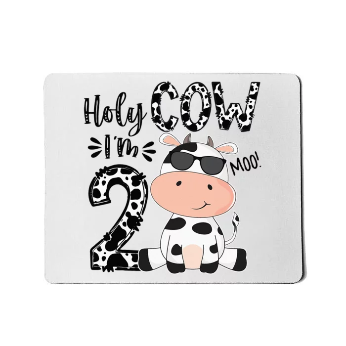 Holy Cow Im 2 Birthday Boy 2nd Cow Farm Animals Bday Mousepad