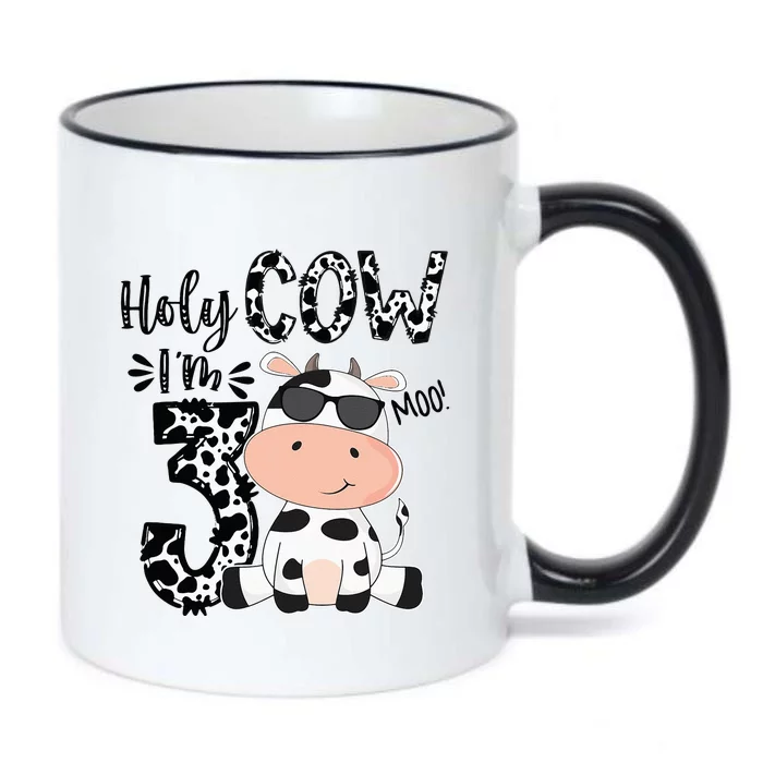 Holy Cow Im 3 Birthday Boy 3rd Cow Farm Animals Bday Black Color Changing Mug