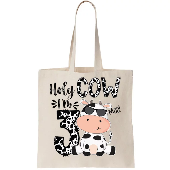 Holy Cow Im 3 Birthday Boy 3rd Cow Farm Animals Bday Tote Bag