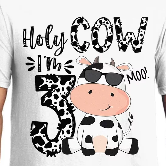 Holy Cow Im 3 Birthday Boy 3rd Cow Farm Animals Bday Pajama Set