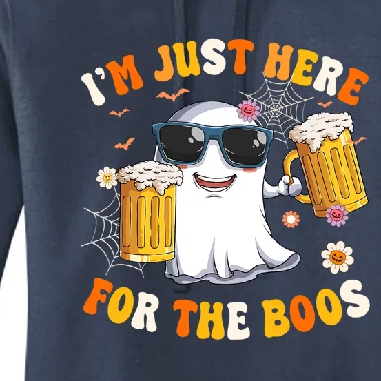 Halloween Costumes Im Just Here For The Boos Beer Groovy Gift Women's Pullover Hoodie