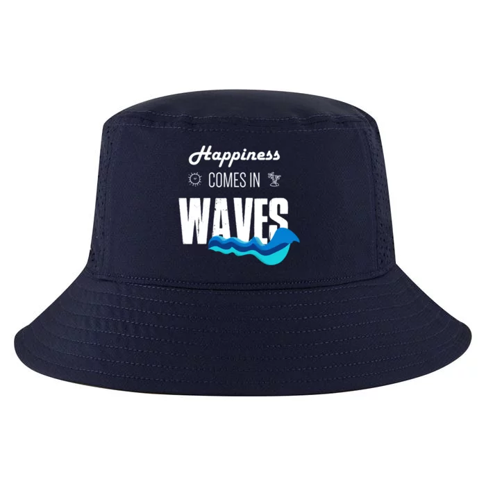 Happiness Comes In Waves Funny Surfer Swimmer Beach Funny Gift Cool Comfort Performance Bucket Hat