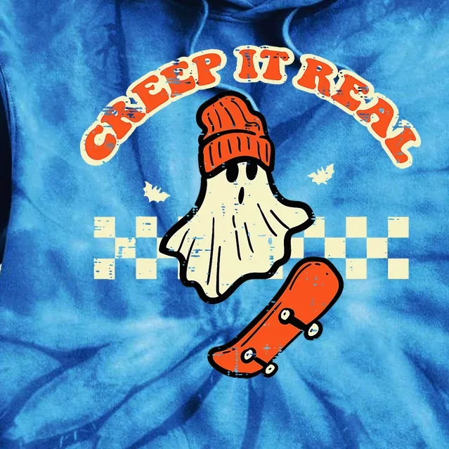 Halloween Creep It Real Ghost Skater Costume Tie Dye Hoodie