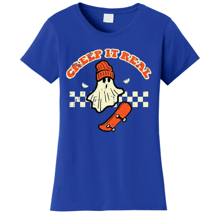 Halloween Creep It Real Ghost Skater Costume Women's T-Shirt