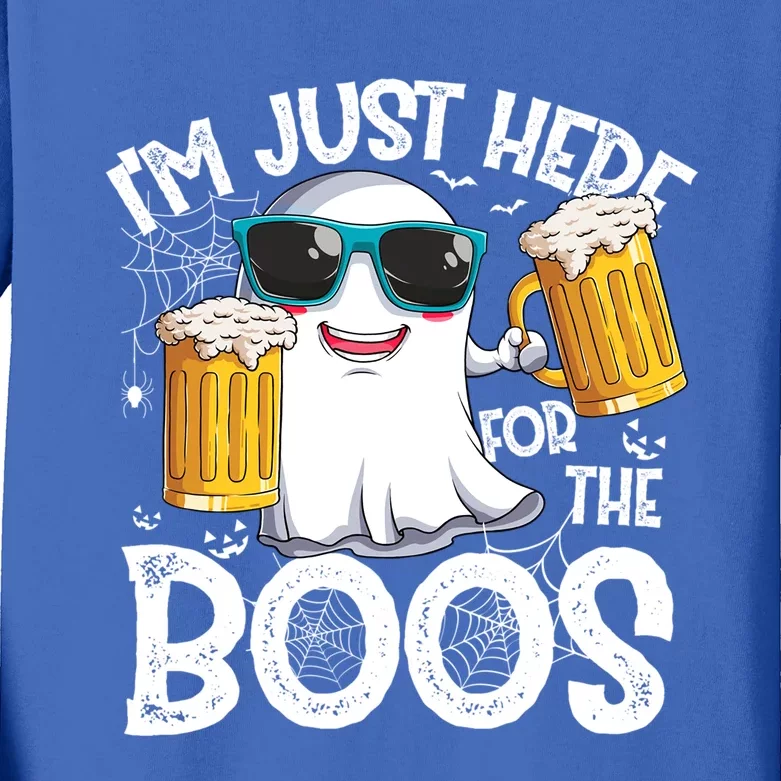 Halloween Costumes Im Just Here For The Boos Ghost Beer Gift Kids Long Sleeve Shirt