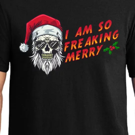 Halloween Christmas I Am So Freaking Merry Funny Skeleton Gift Pajama Set