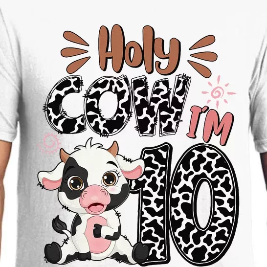 Holy Cow I'm 10 Birthday 10th Cow Farm Animals Bday Pajama Set