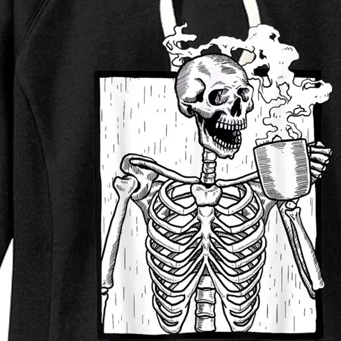 Halloween Coffee Ing Skeleton Skull Gift Women's Fleece Hoodie