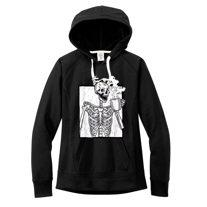 Halloween Coffee Ing Skeleton Skull Gift Women's Fleece Hoodie