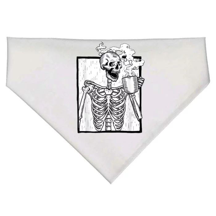 Halloween Coffee Ing Skeleton Skull Gift USA-Made Doggie Bandana