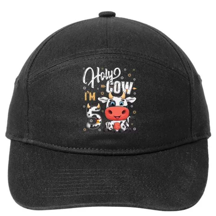 Holy Cow I'm Five 5 Year Old Cows Farm Theme 5th Birthday 7-Panel Snapback Hat