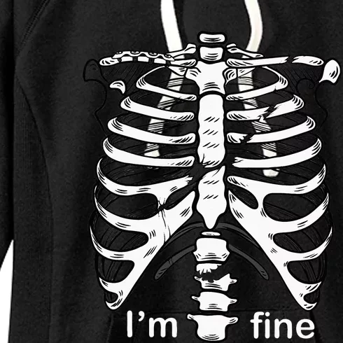 Halloween Costume I'm fine with Broken Rib Cage Skeleton Women's Fleece Hoodie