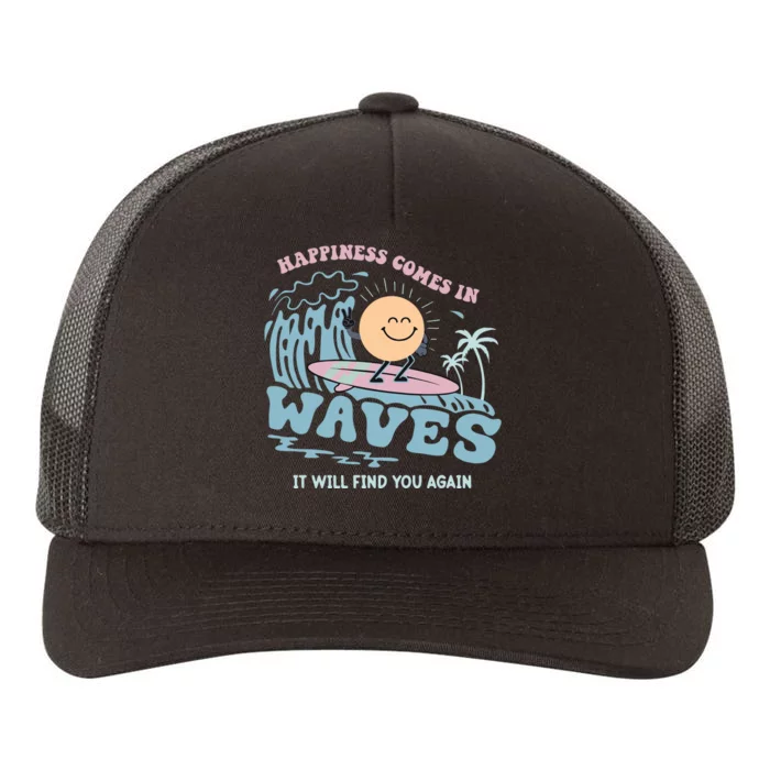 Happiness Comes In Waves Back Yupoong Adult 5-Panel Trucker Hat