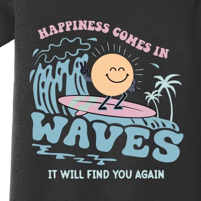 Happiness Comes In Waves Back Baby Bodysuit