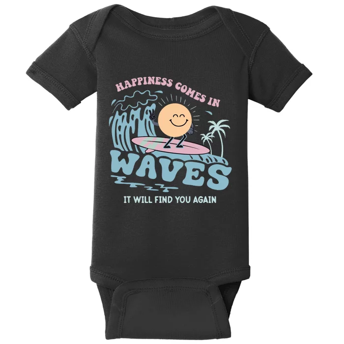 Happiness Comes In Waves Back Baby Bodysuit