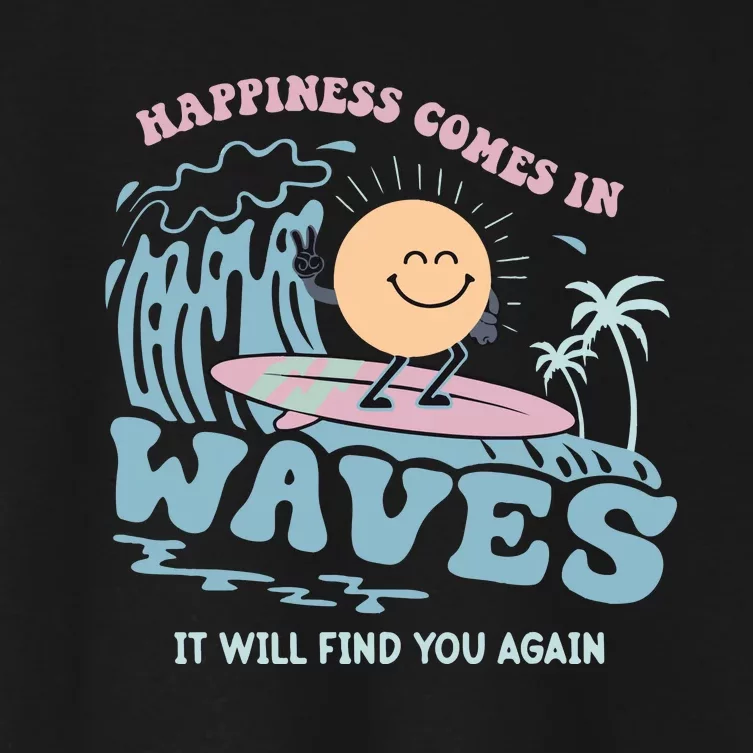 Happiness Comes In Waves Back Women's Crop Top Tee