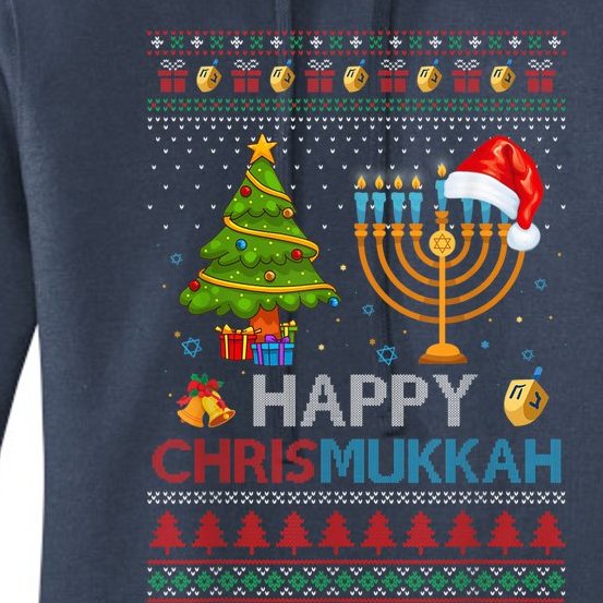Happy Chrismukkah Jewish Hanukkah Chanukah Ugly Christmas Women's Pullover Hoodie
