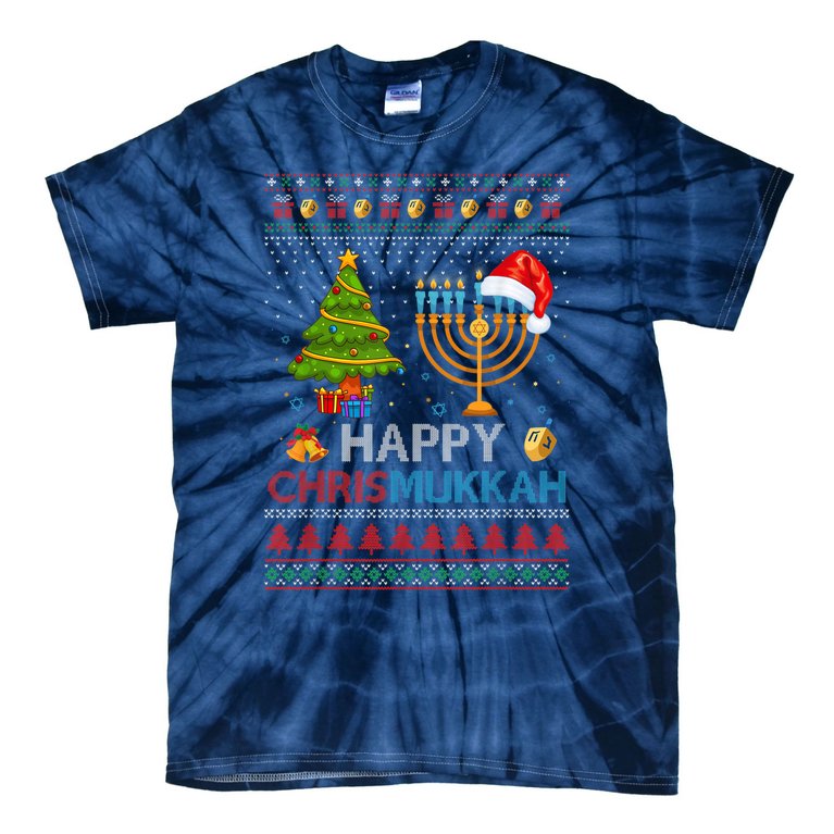Happy Chrismukkah Jewish Hanukkah Chanukah Ugly Christmas Tie-Dye T-Shirt