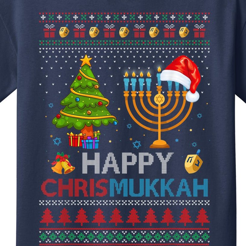Happy Chrismukkah Jewish Hanukkah Chanukah Ugly Christmas Kids T-Shirt