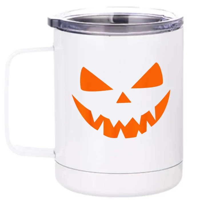 Halloween Costume Jack O Lantern Pumpkin Face Front & Back 12oz Stainless Steel Tumbler Cup