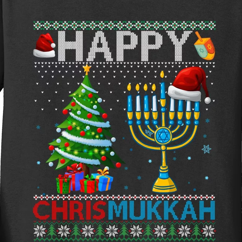 Happy Chrismukkah Jewish Christmas Hanukkah Chanukah Kids Long Sleeve Shirt