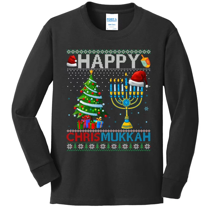 Happy Chrismukkah Jewish Christmas Hanukkah Chanukah Kids Long Sleeve Shirt