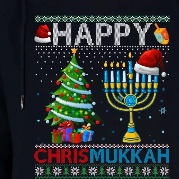 Happy Chrismukkah Jewish Christmas Hanukkah Chanukah Womens Funnel Neck Pullover Hood