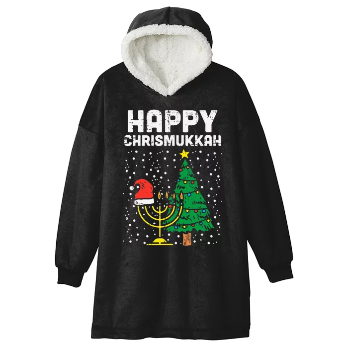 Happy Christmukkah Jewish Christmas Hanukkah Chanukah Gift Hooded Wearable Blanket