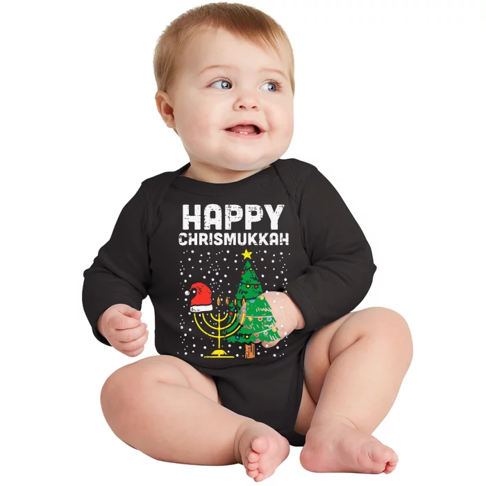 Happy Christmukkah Jewish Christmas Hanukkah Chanukah Gift Baby Long Sleeve Bodysuit