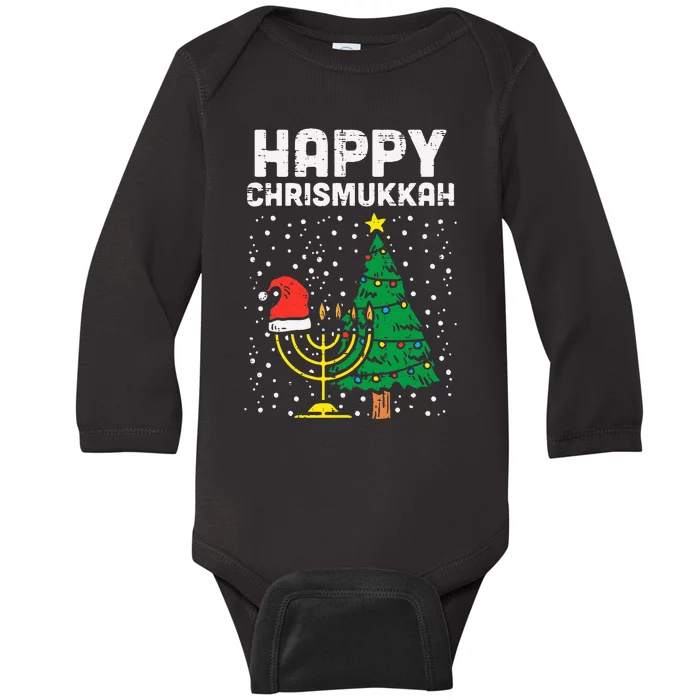 Happy Christmukkah Jewish Christmas Hanukkah Chanukah Gift Baby Long Sleeve Bodysuit