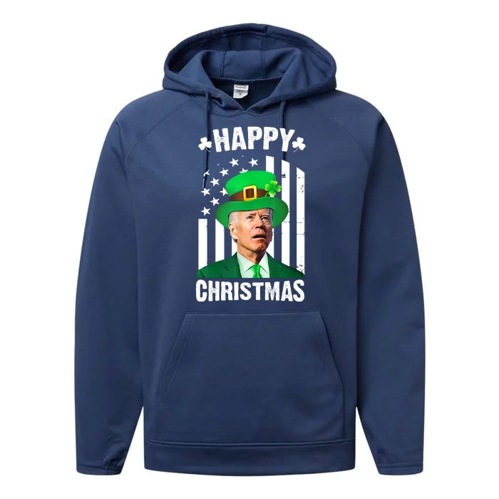 Happy Christmas Joe Biden Funny St Patrick's Day Performance Fleece Hoodie