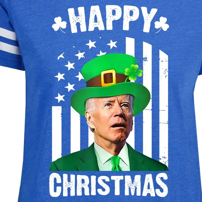 Happy Christmas Joe Biden Funny St Patrick's Day Enza Ladies Jersey Football T-Shirt