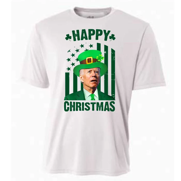 Happy Christmas Joe Biden Funny St Patrick's Day Cooling Performance Crew T-Shirt