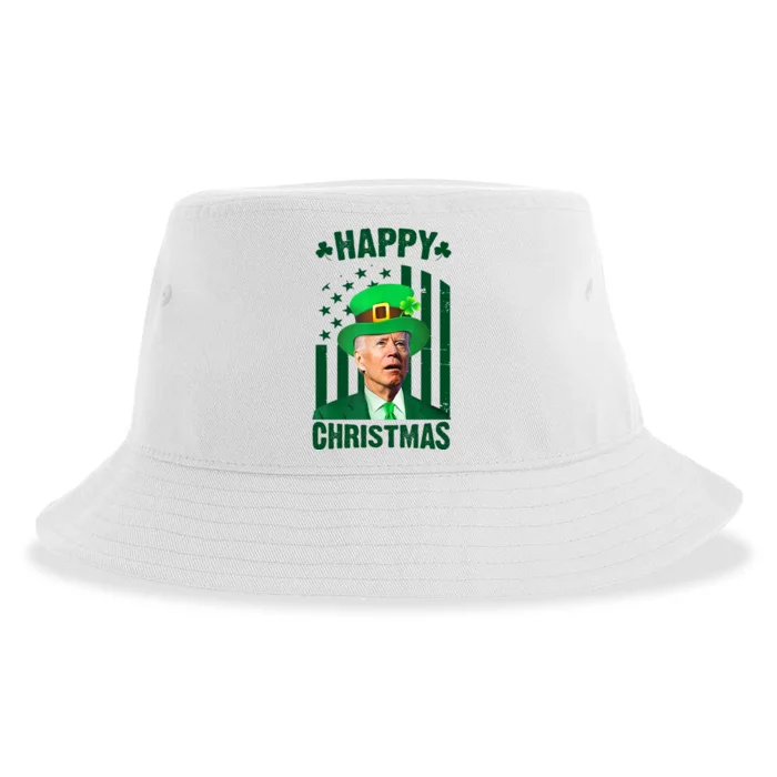 Happy Christmas Joe Biden Funny St Patrick's Day Sustainable Bucket Hat